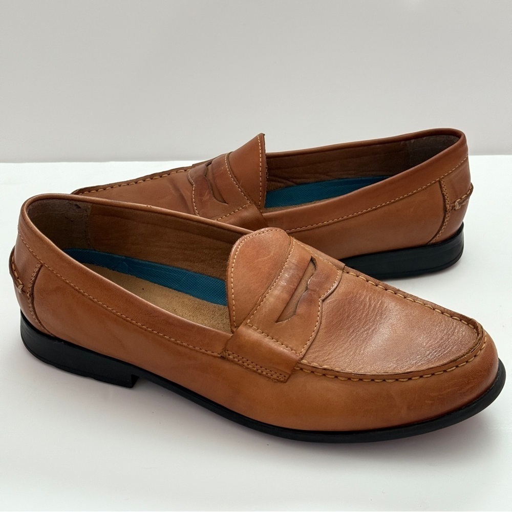 Nunn Bush Men's Drexel Moc Toe Penny Loafers Cognac Leather Size 10M